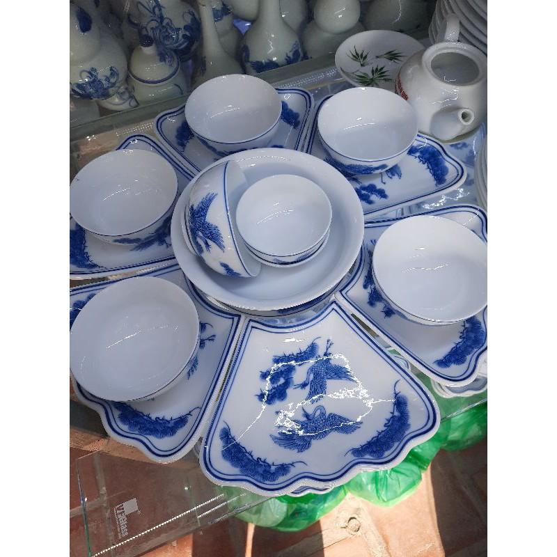 Bộ bát đĩa hoa mặt trời sứ Bát Trang.