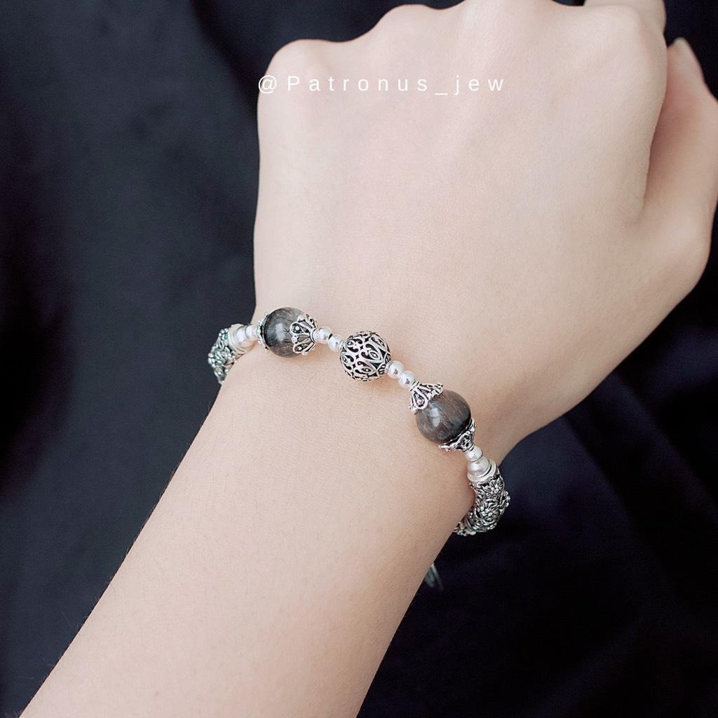Vòng Tay Tóc Đen Phối Charm Bạc 925 VTTATDPC92522A Patronus
