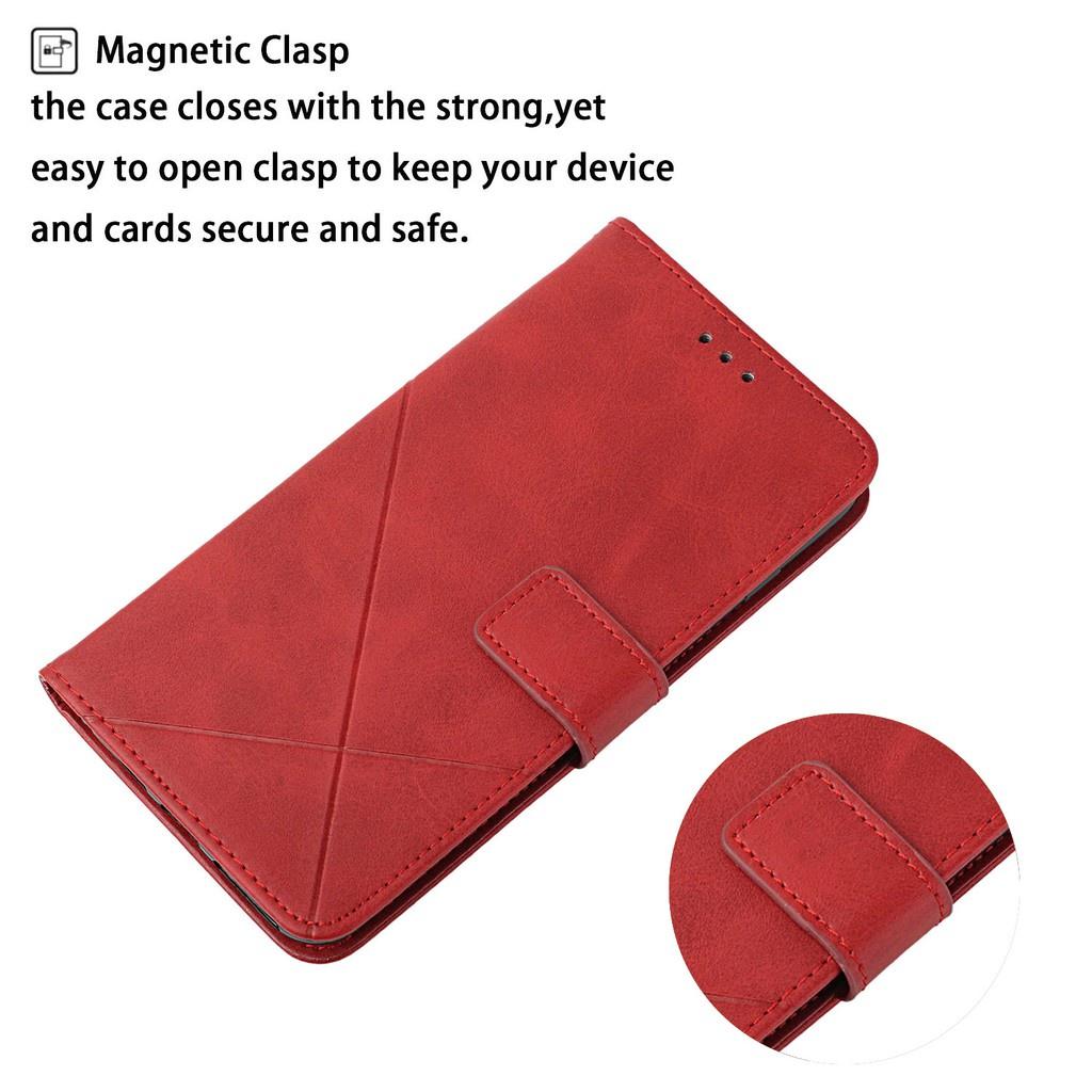 Ốp điện thoại da nắp gập có ngăn đựng thẻ màu trơn đơn giản kiểu doanh nhân cho Xiaomi Redmi 9 9A 9C 9T 8 8A 7A