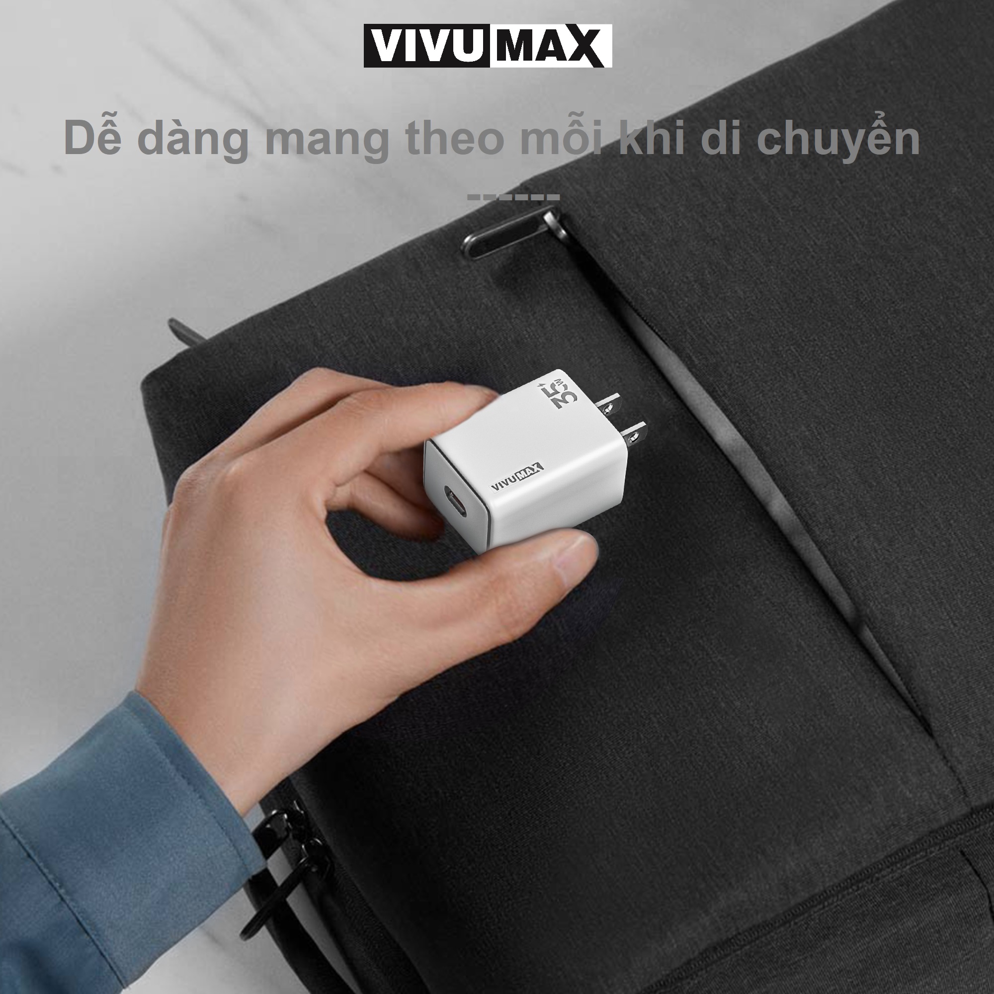 Củ sạc nhanh 1 cổng PD 35W Vivumax PD35 màu trắng - Hàng Chính Hãng, Bảo Hành Chính Hãng