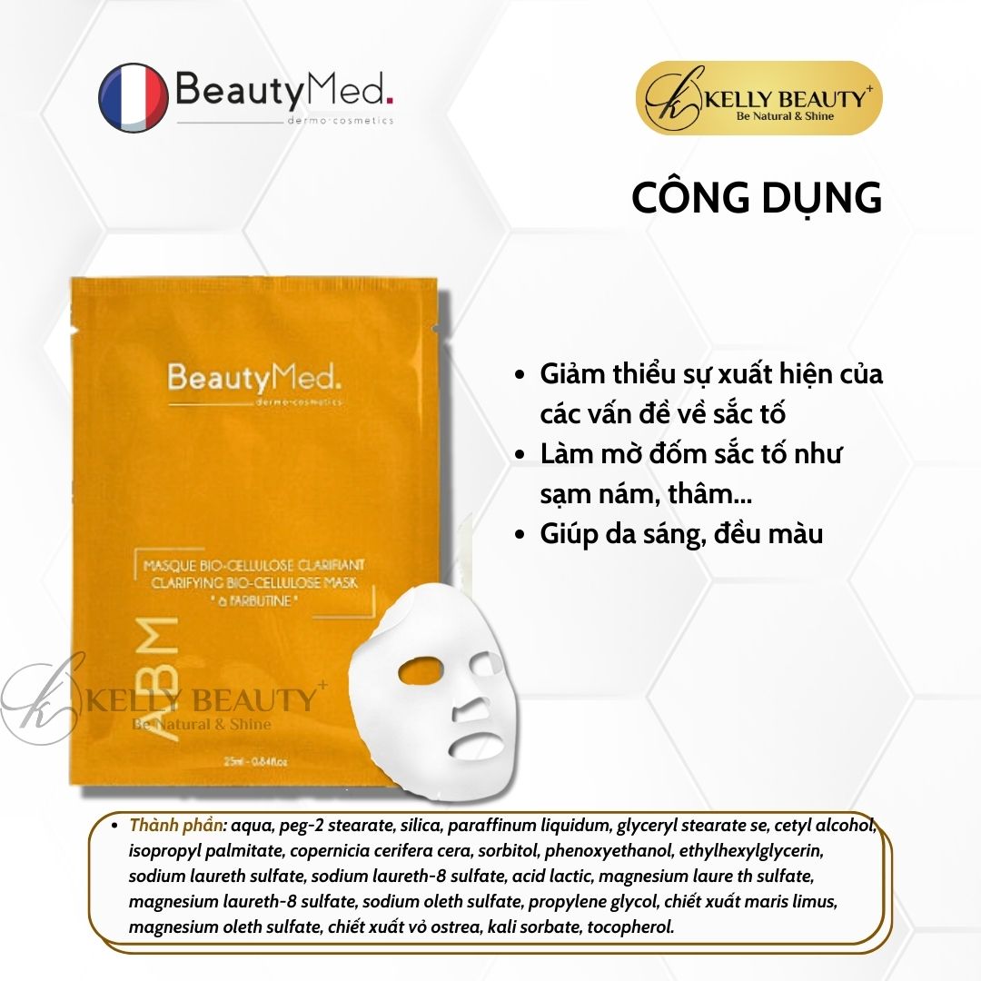 Mặt Nạ Sinh Học Dưỡng Sáng Da BeautyMed ABM Clarifying Bio-cellulose Mask | Kelly Beauty