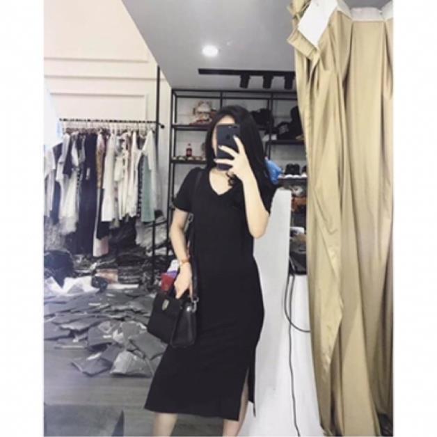 Váy xuông cổ tim BASIC dáng dài vải đẹp ! *