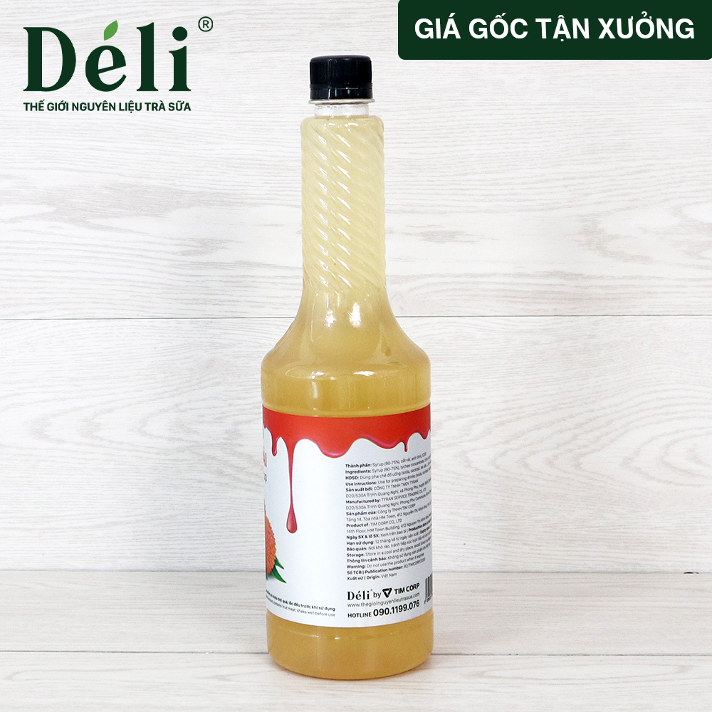 Siro vải Déli - 1 lít - đậm đặc, chuyên dùng pha chế trà trái cây, soda