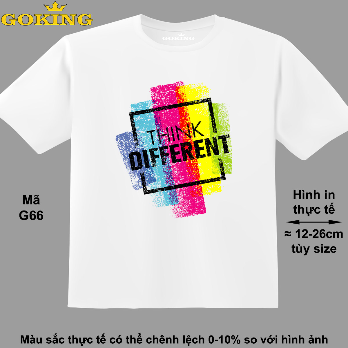 THINK DIFFERENT, mã G66. Áo thun đẹp cho cả gia đình. Áo phông hàng hiệu Goking, công nghệ in Nhật Bản siêu nét. Form unisex cho nam nữ, trẻ em, bé trai gái. Quà tặng ý nghĩa cho bố mẹ, con cái, bạn bè, doanh nghiệp, hội nhóm