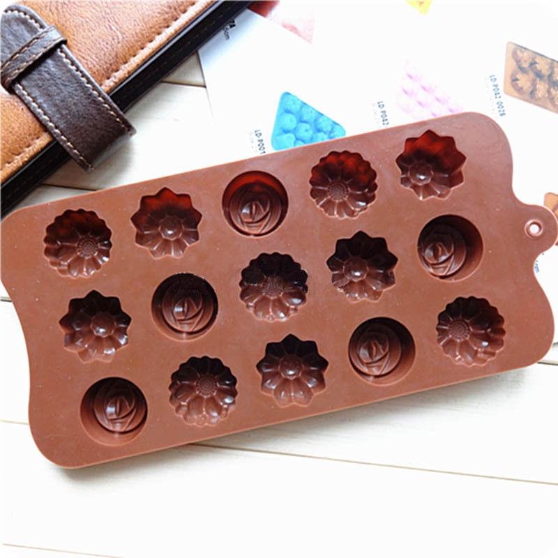 Khuôn Silicon Làm Bánh 15 Ô Hình Hoa Hồng Dễ Thương Tiện Dụng