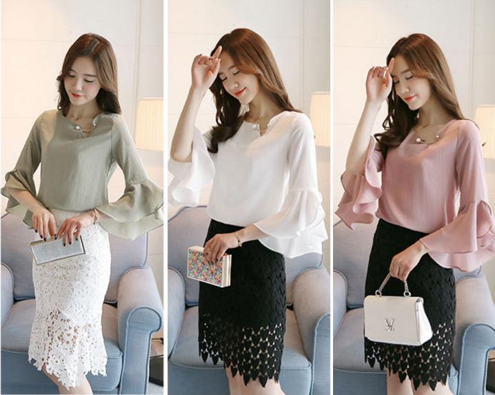 Áo Nữ Kiểu Tay Loe Dễ Thương ANO05 MayHomes Áo Kiểu Thời Trang
