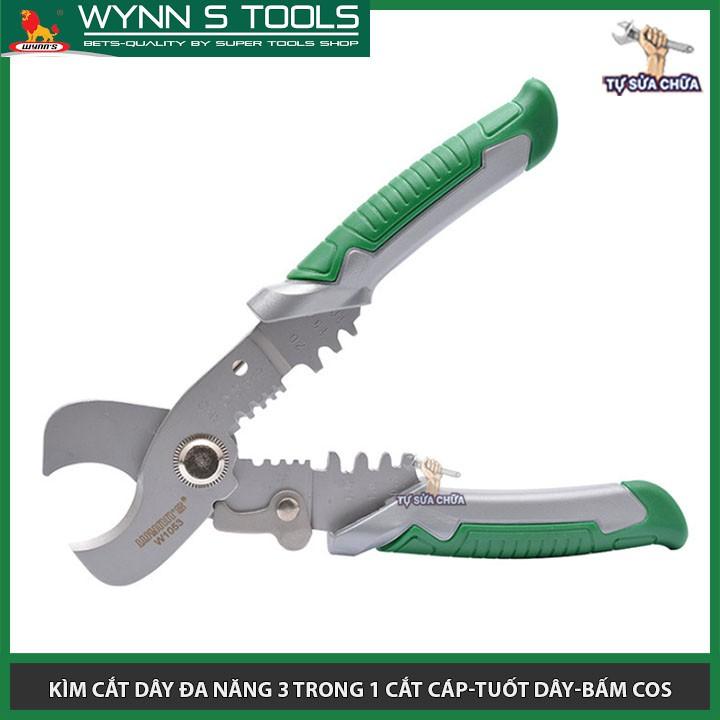 Kìm cắt dây đa năng cao cấp 3 trong 1 Wynn's 7inch/175mm (Cắt cáp-Tuốt dây-Bấm cos) hàng chính hãng loại xịn