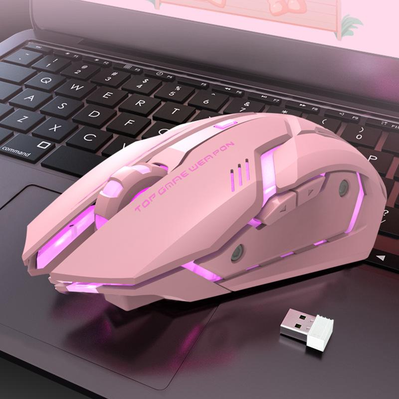 2.4G Không Dây Bluetooth Chuột Hồng Sạc Chuột Im Lặng LED Nhiều Màu Sắc Backlit Chuột Cho Máy Tính Laptop