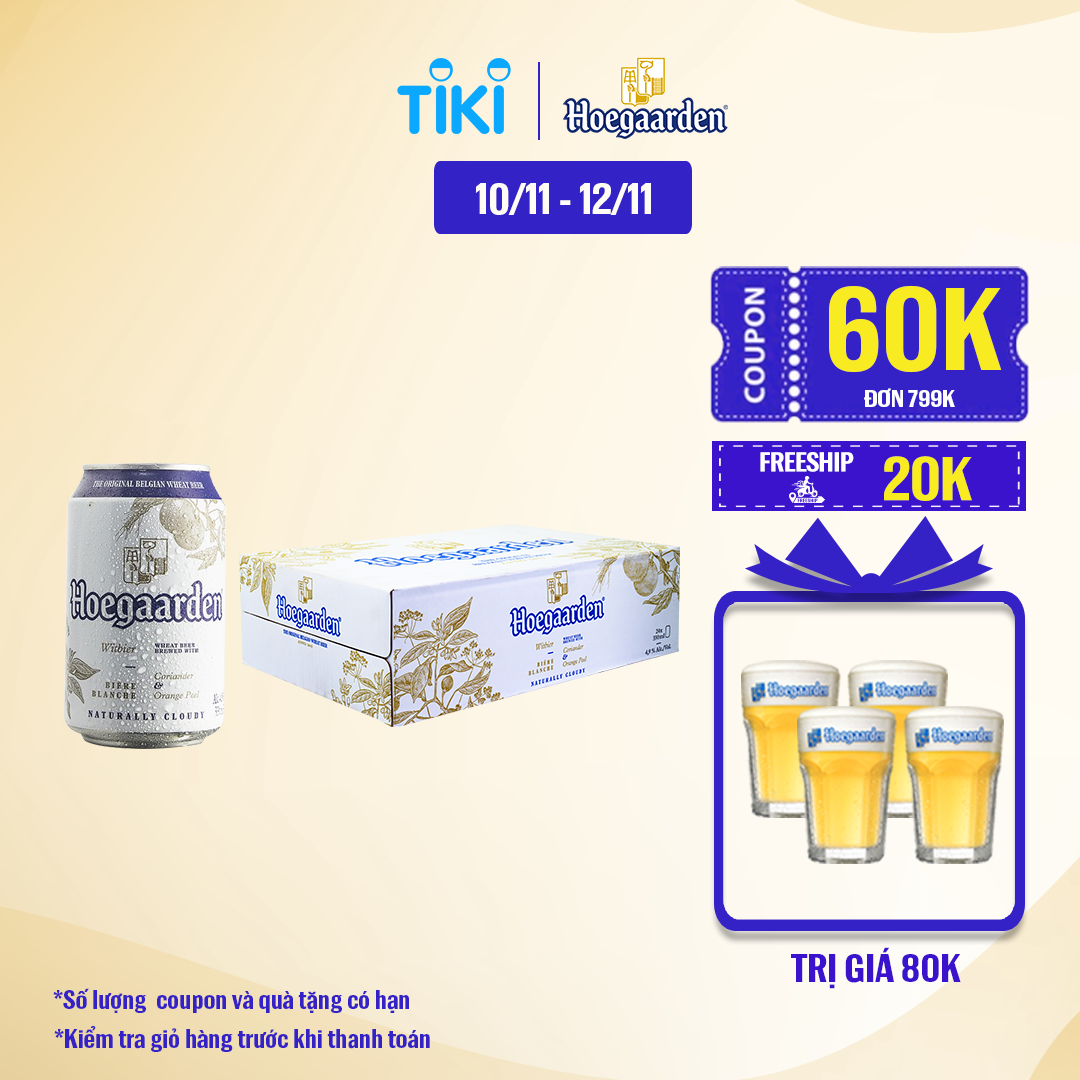 Thùng 24 Lon Bia Hoegaarden White (330ml / Lon)