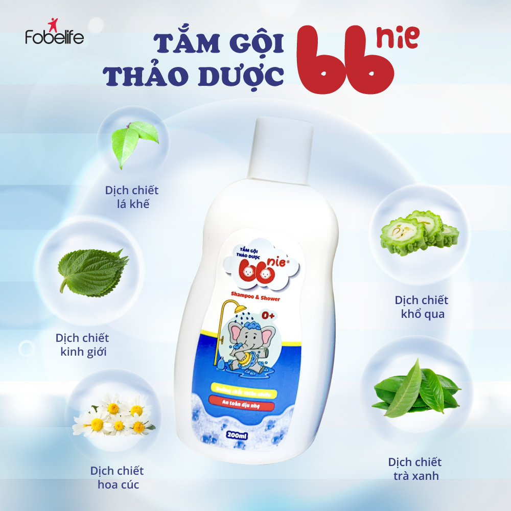 Nước Tắm Gội Thảo Dược Ngăn Ngừa Rôm Sảy Bảo Vệ Da Cho Bé BB Nie ( Chai 200ml )