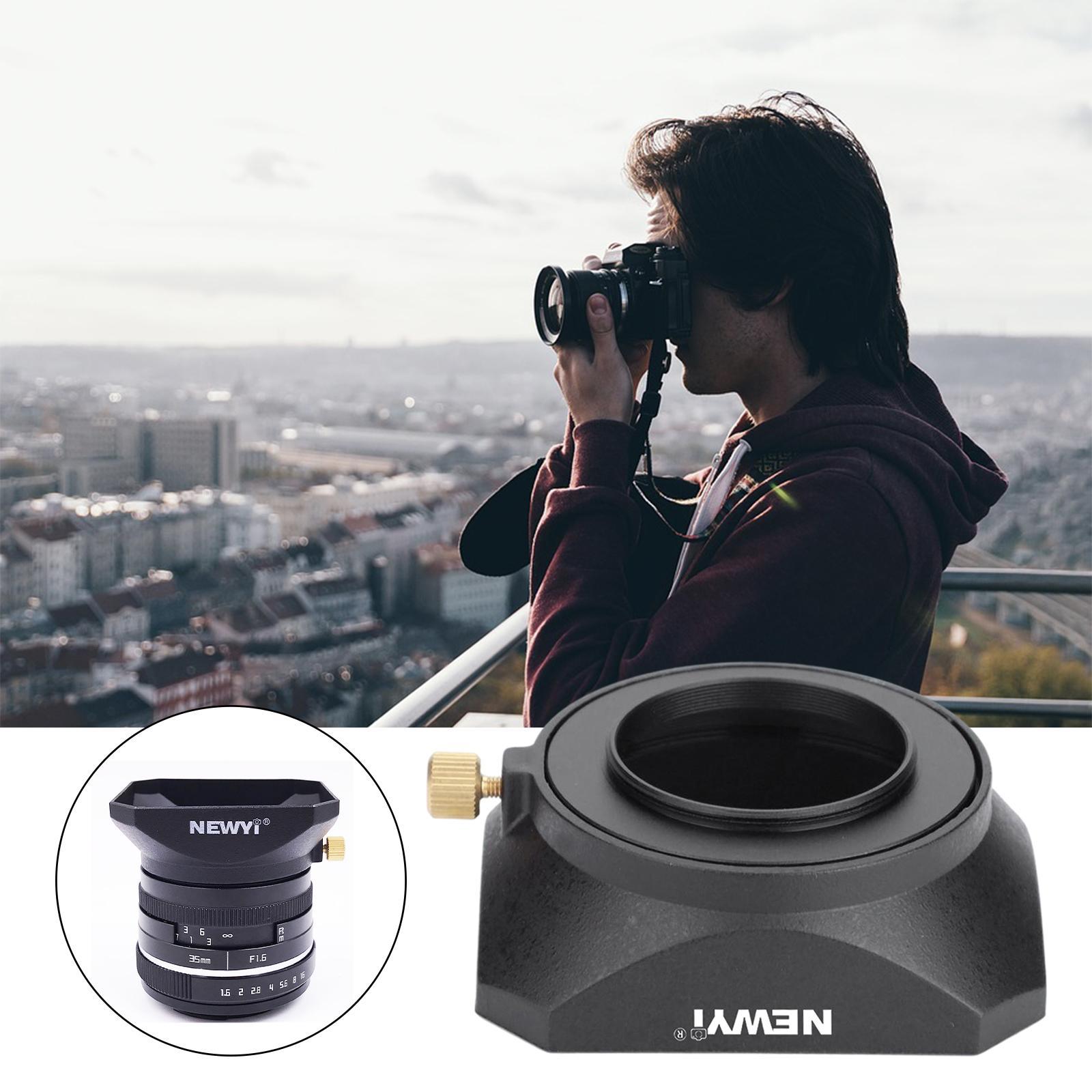 Square Lens Shade with Screw Mount for DSLR Mirrorless Camera 55mm