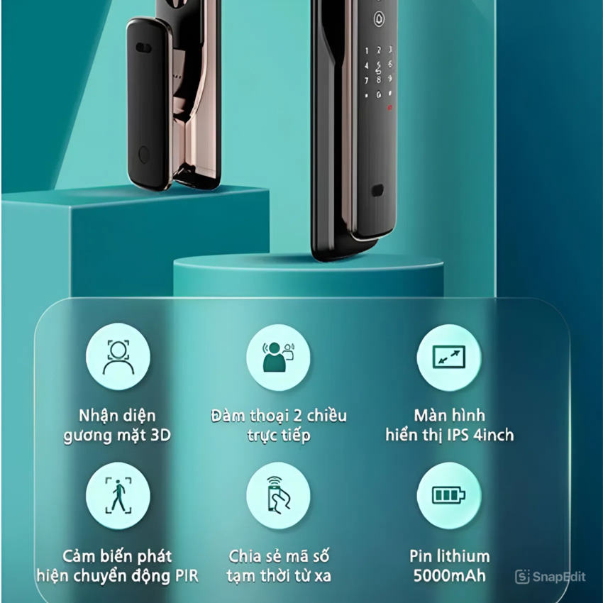 Bộ khóa cửa thông minh khuôn mặt 3D Face, vân tay, thẻ từ, mật khẩu và chìa cơ thương hiệu Philips DDL709-7HWS - Hàng nhập khẩu
