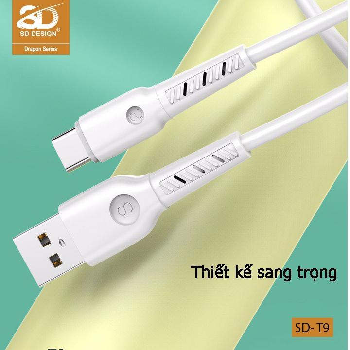 Cáp sạc 5A SD DESIGN T9 giúp sạc nhanh đầy đủ các chân sạc cho các dòng điện thoại, bảo hành 1 đổi 1