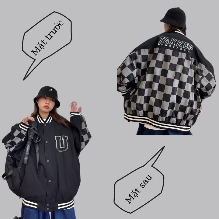 Áo Bomber / Áo Khoác Gió Nam Nữ 2 Lớp Form Rộng Unisex Họa Tiết Caro Phong Cách Hàn Quốc Siêu Cá Tính Rô Store