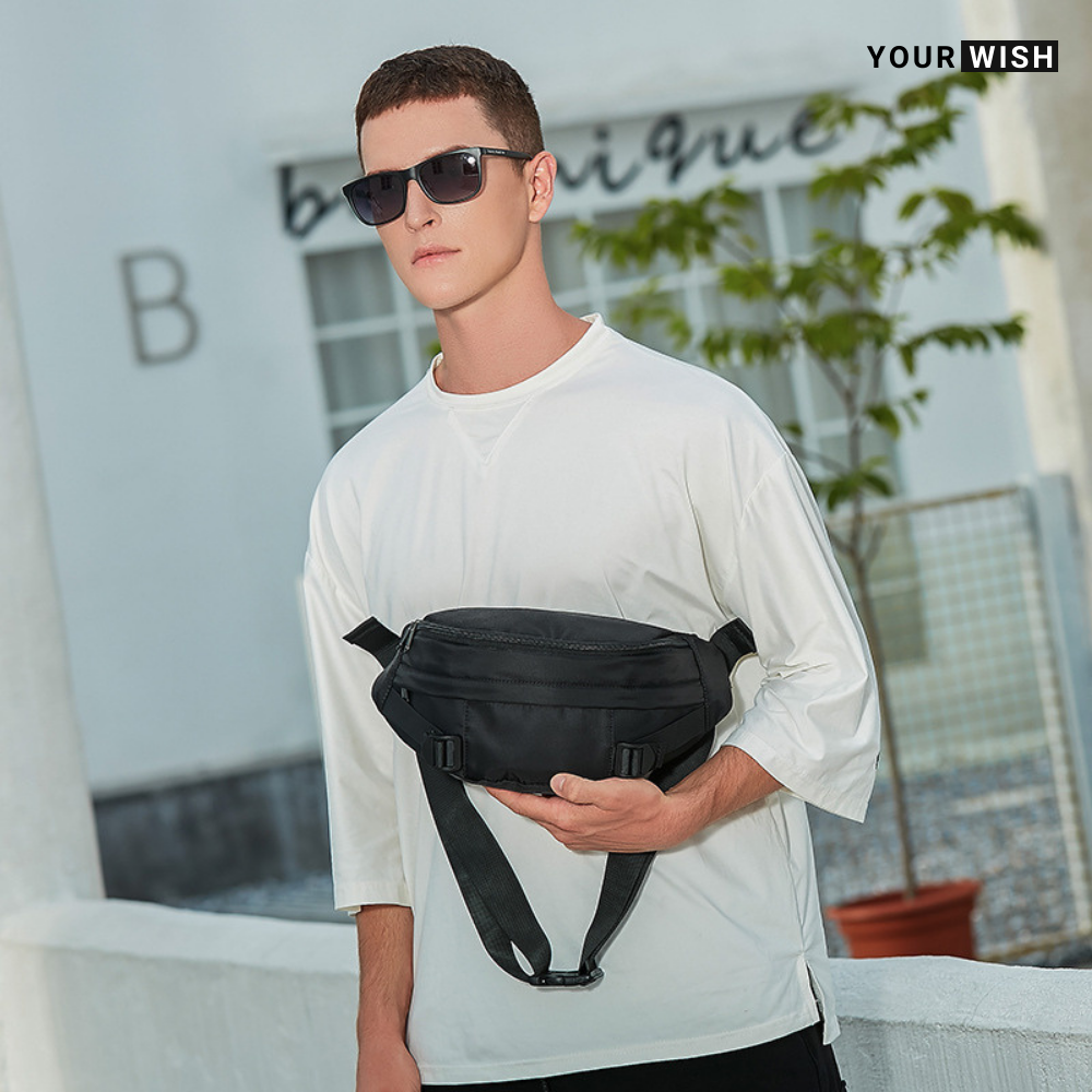 Túi Đeo Chéo Bao Tử Đeo Ngực Bụng Nam Loại Lớn Thời Trang Cao Cấp Chống Nước Kabek TD324 Phong Cách Basic Màu Đen Chống Nhăn Xù Đựng Nhiều Đồ