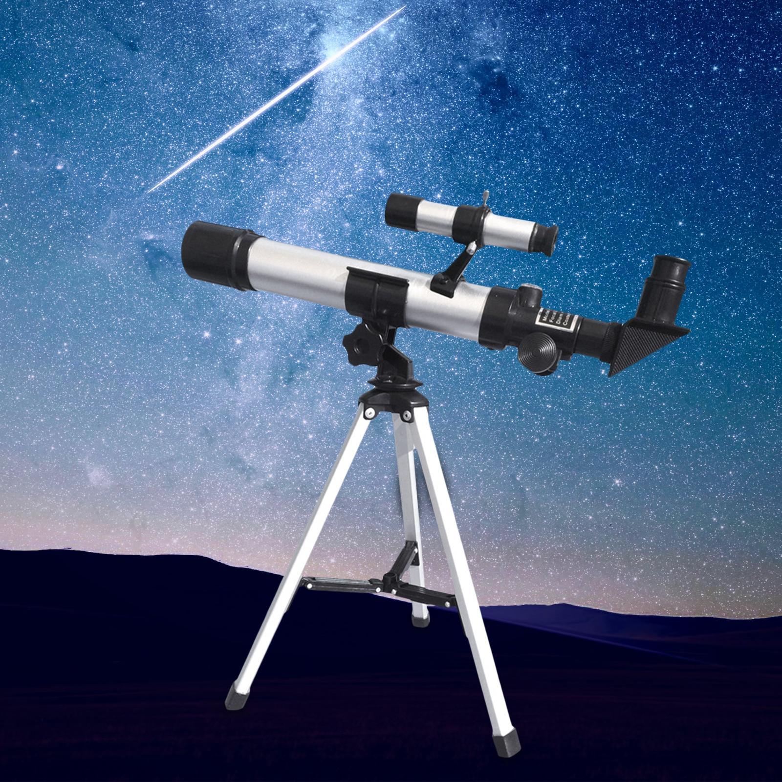 Professional Kids Astronomical Telescope with Tripod 1.5x Barlow Len 40mm Objective Lens Refractor Telescope for Beginners Educational Toys