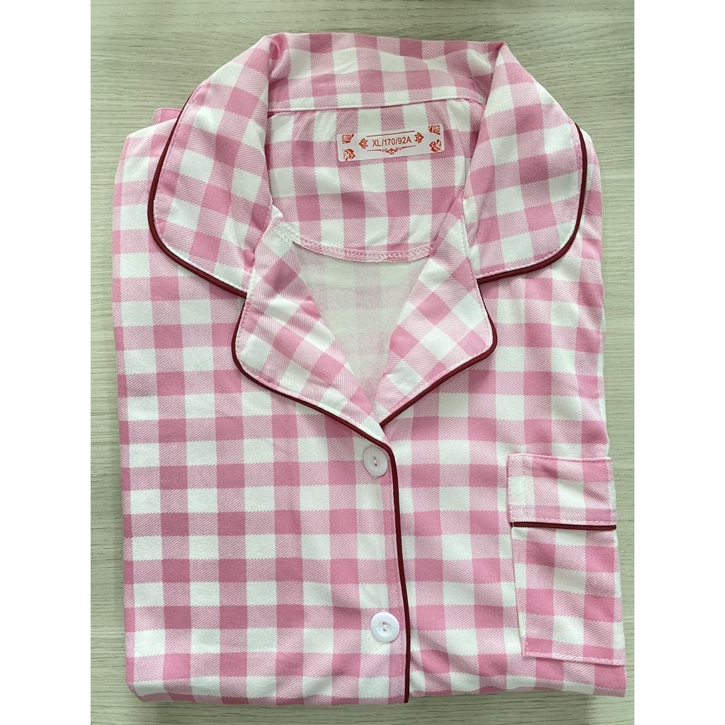 Bộ pijama nữ cotton tay dài quần dài xuân hè thu sọc màu dễ thương nữ tính BK08