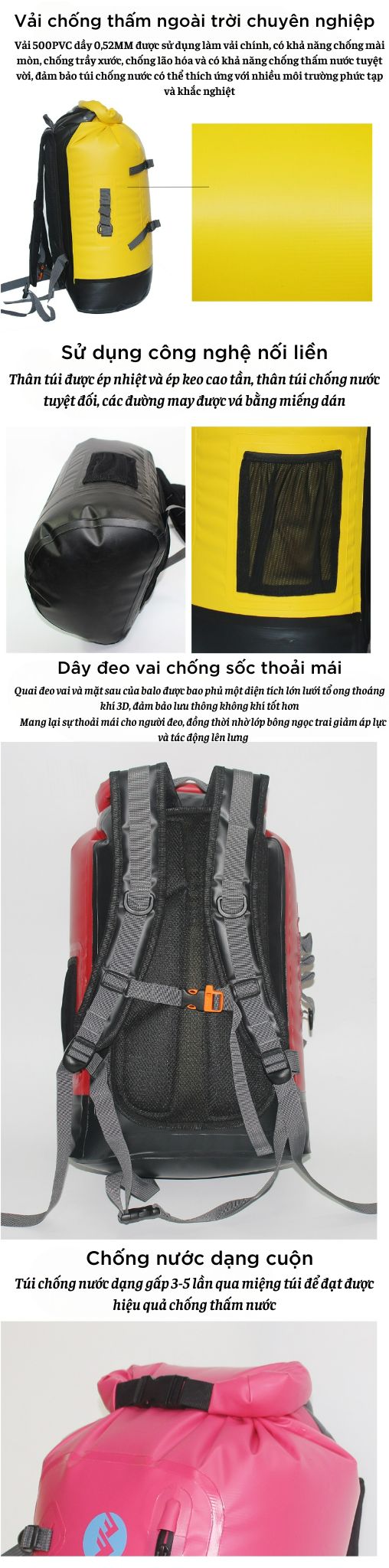 Balo chống nước ngoài trời 30L, Túi đựng đồ chống nước có quai đeo, túi kháng nước thích hợp đi bơi, thám hiểm... T30