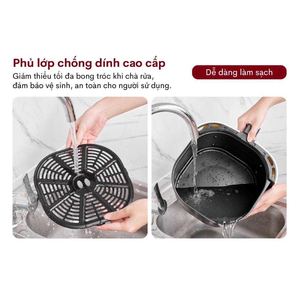 Nồi chiên không dầu 5.5 Lít mặt kính nhập khẩu Nhật Bản Fujihome A5GW tự ngắt tiết kiệm điện, nồi chiên k dầu cơ 5.5 L chống dính cao - HÀNG CHÍNH HÃNG