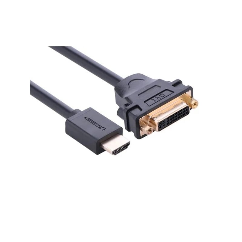 Cáp chuyển đổi HDMI đực sang DVI-I  cái dài 20Cm Màu Đen UGREEN GK20136 Hàng chính hãng