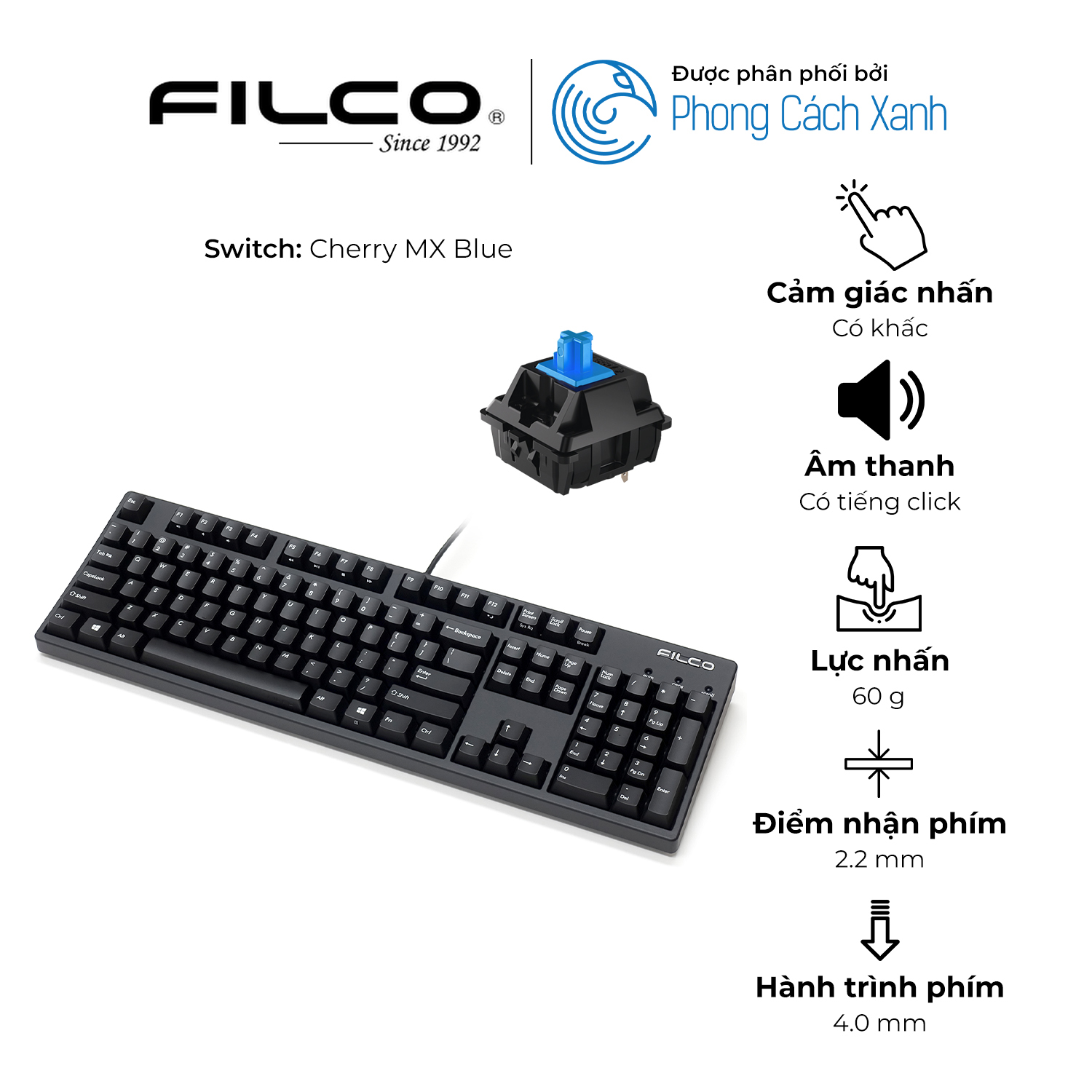 Bàn phím cơ Filco Majestouch 3 Fullsize - Hàng Chính Hãng