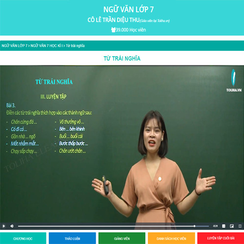 Khóa học NGỮ VĂN LỚP 7 cô Diệu Thu - 09 tháng