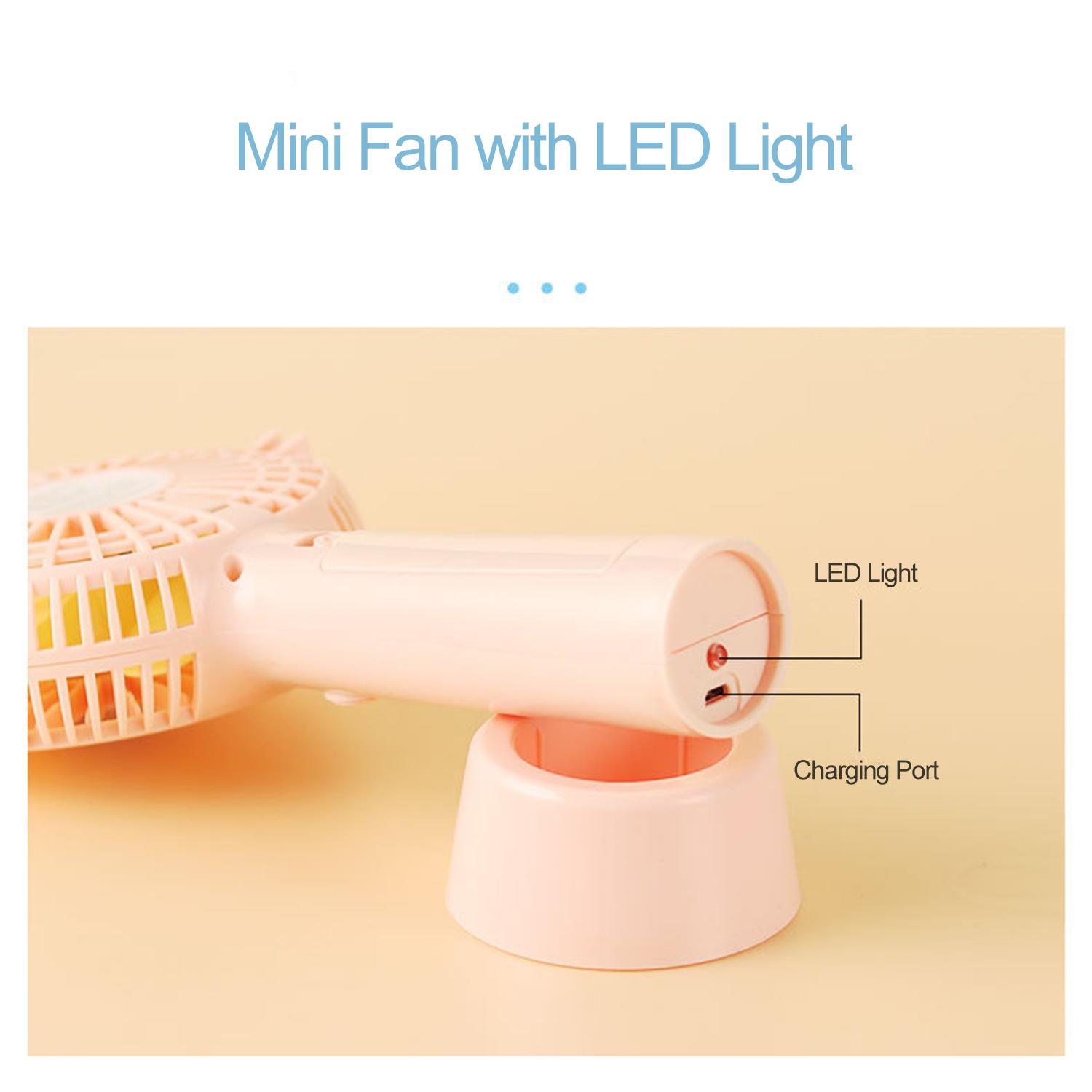 Quạt cầm tay Mini di động với 3 tốc độ quay, hoạt động yên tĩnh, sạc USB
