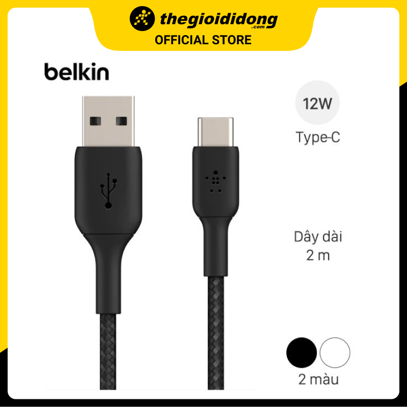 Cáp Type C 2m Belkin CAB002 - Hàng chính hãng