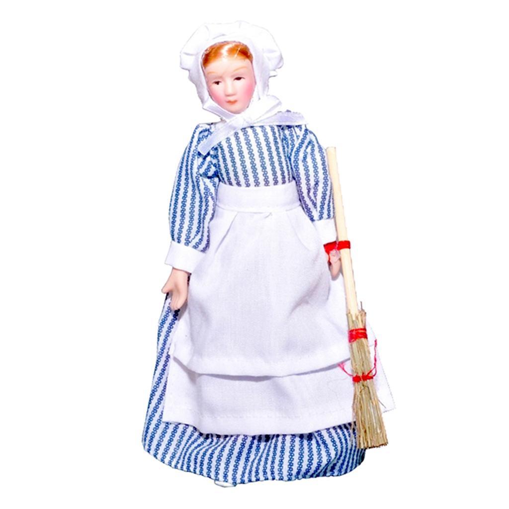 2x 1/12 Dollhouse Miniature Porcelain Doll Model Little Beautiful Girl Boys