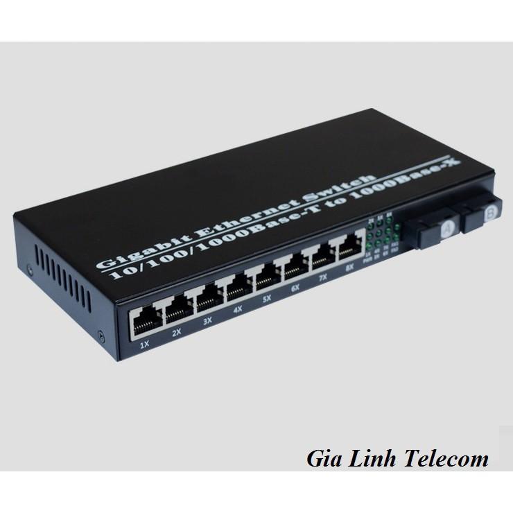 Bộ chuyển đổi quang điện 2 quang 8 LAN - Converter quang 1Gbps