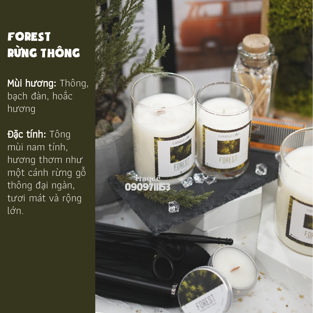 Nến thơm tinh dầu cao cấp không khói an toàn Candle Cup - FOREST/HƯƠNG RỪNG - M - 200G (CÓ NẮP)