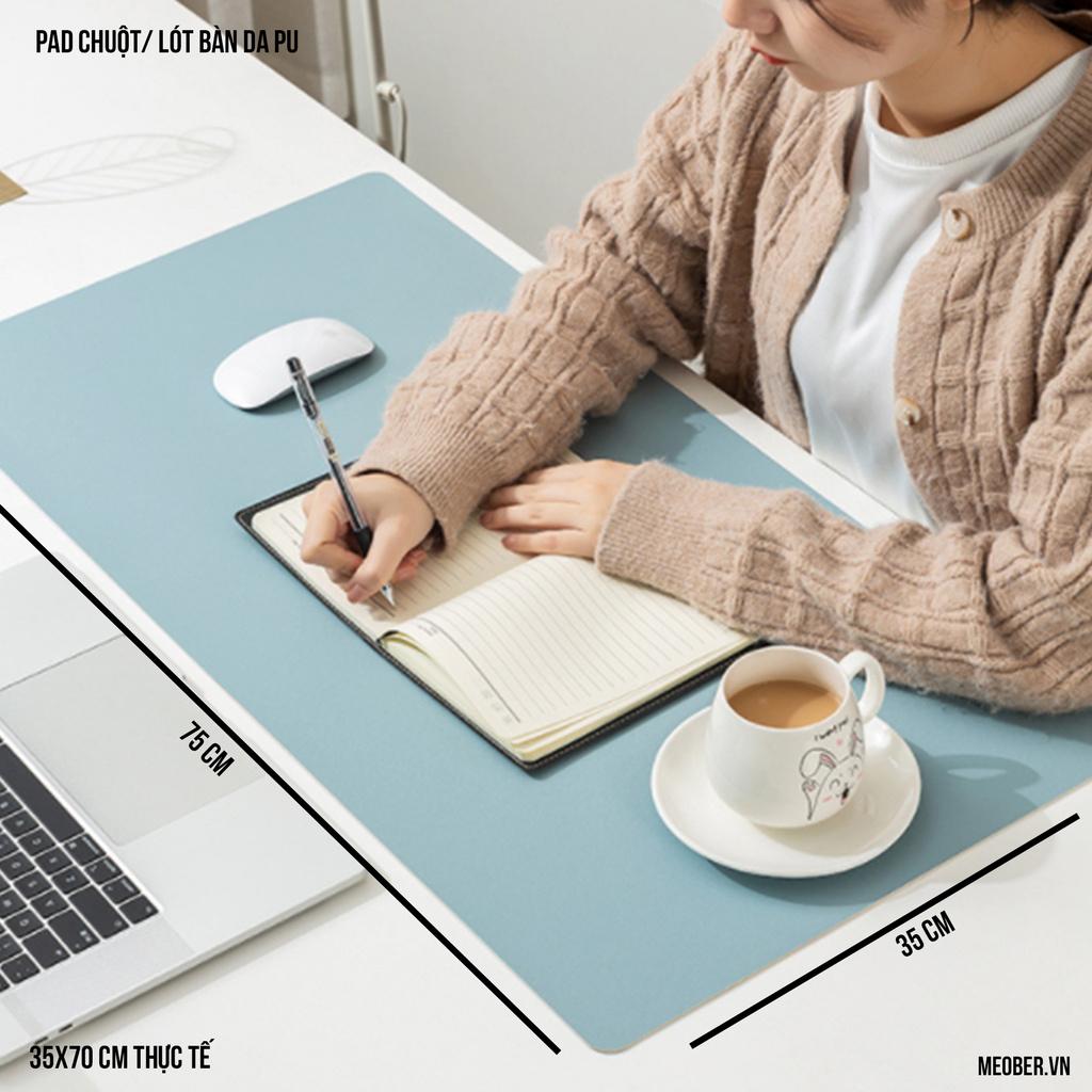 Tấm lót bàn làm việc da tối giản cỡ lớn - chống thấm & trầy, 2 mặt màu