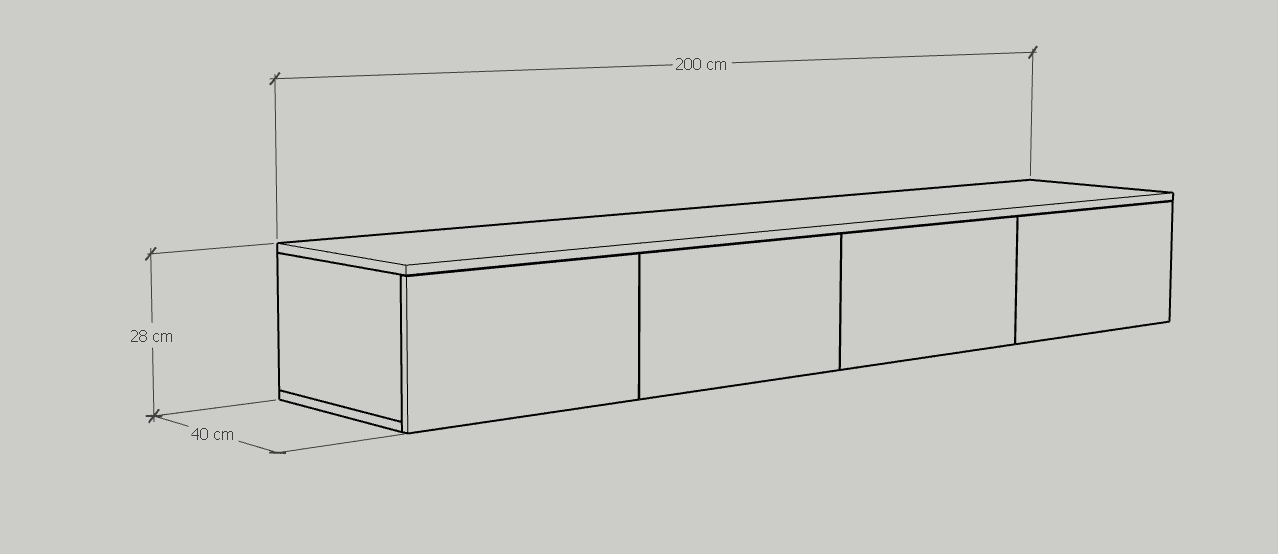 [Happy Home Furniture] OLA , Kệ TV 4 ngăn kéo - treo tường , 200cm x 40cm x 28cm ( DxRxC), KTV_023