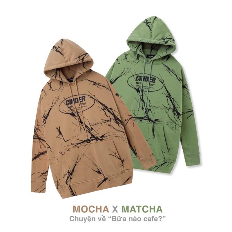 Áo Hoodie Nỉ CINDER Nam Nữ, Áo Hoodie Zip Form Rộng Unisex Đẹp (Hoodie Mocha &amp; Matcha