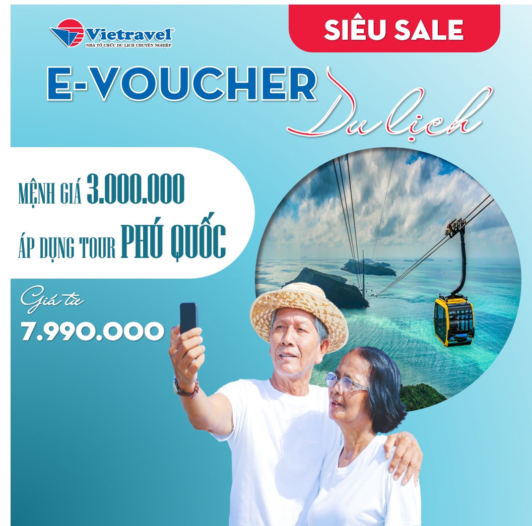 Mệnh giá 3.000.000 VND áp dụng cho tour nội địa Phú Quốc giá từ 6.990.000
