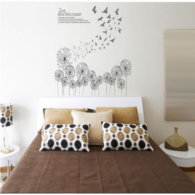Decal trang trí tường - Bồ Công Anh và Chim Đen trong gió