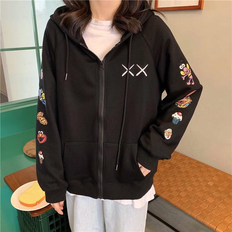 Áo khoác nam nữ nỉ ngoại in tay xx