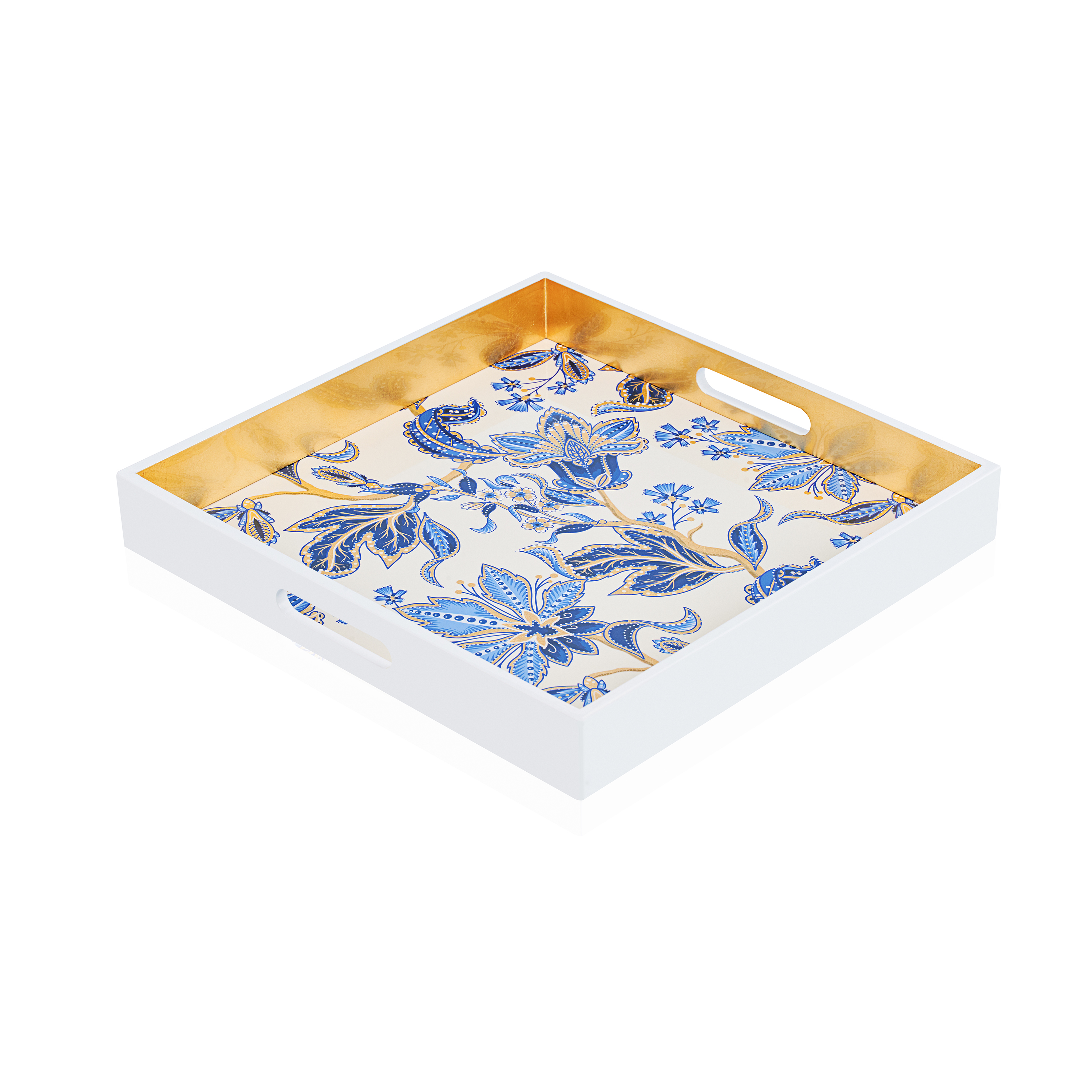 KHAY SƠN MÀI - Họa tiết hoa lam 40x40cm