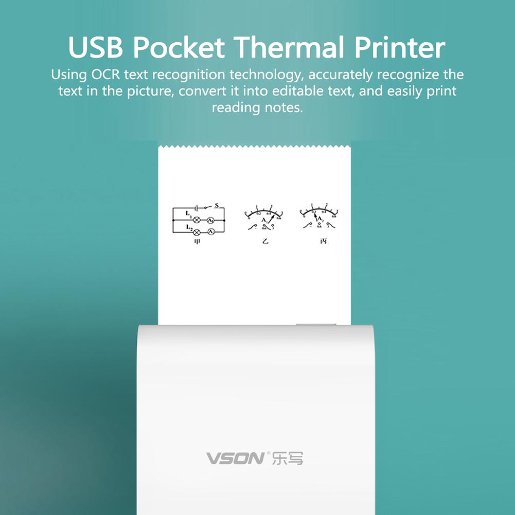 USB Pocket Thermal Printer Mini Photo Tester Paper Printer Portable Homework Printer for Students