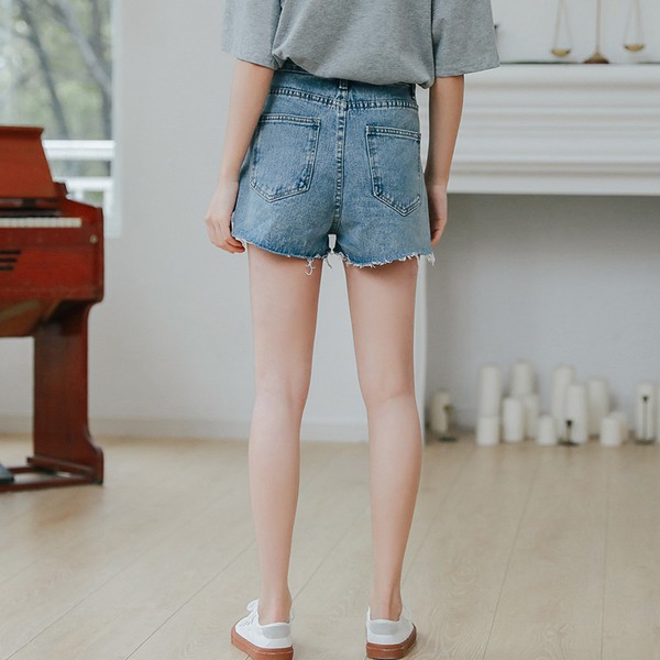 Quần short jeans nữ cá tính ống rộng