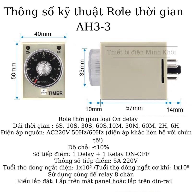 rơ le thời gian 220v CKC AH3-3 220V kèm đế, relay thời gian điện tử,timer ckc, rơ le thời gian, rơ le hẹn giờ, timer