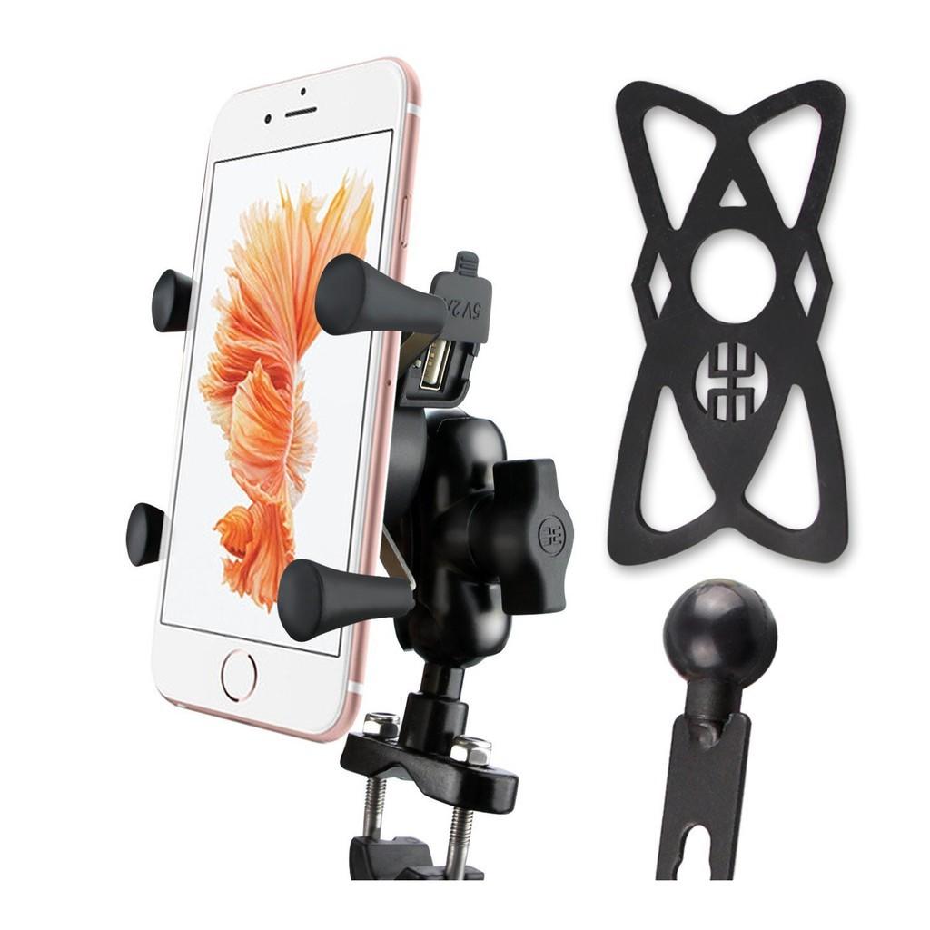 Giá đỡ điện thoại gắn xe máy có cổng sạc USB