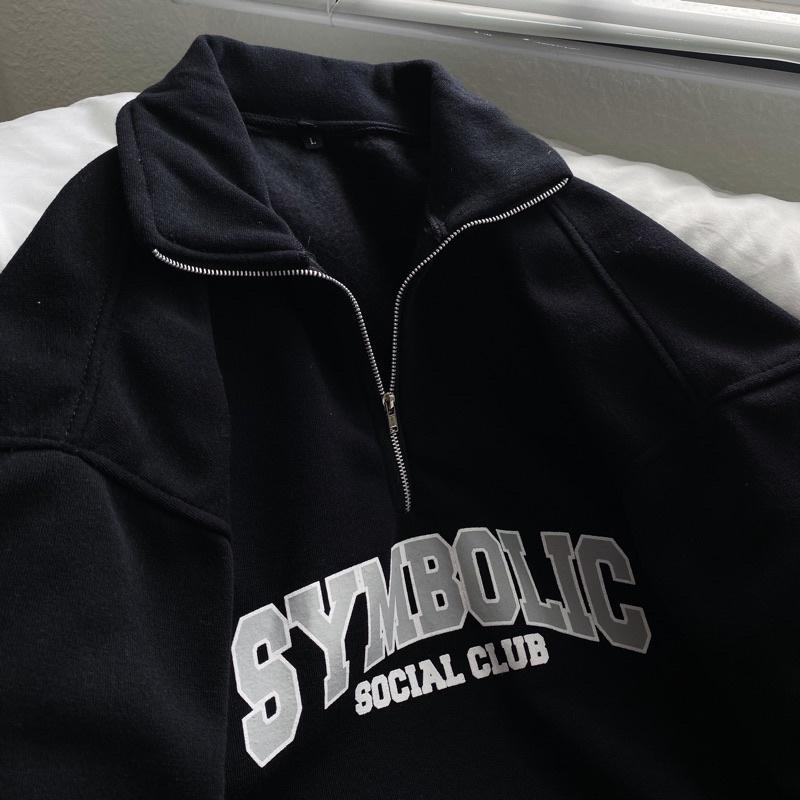 Áo sweater nỉ SYMBOL unisex Homies cổ trụ có khoá zip