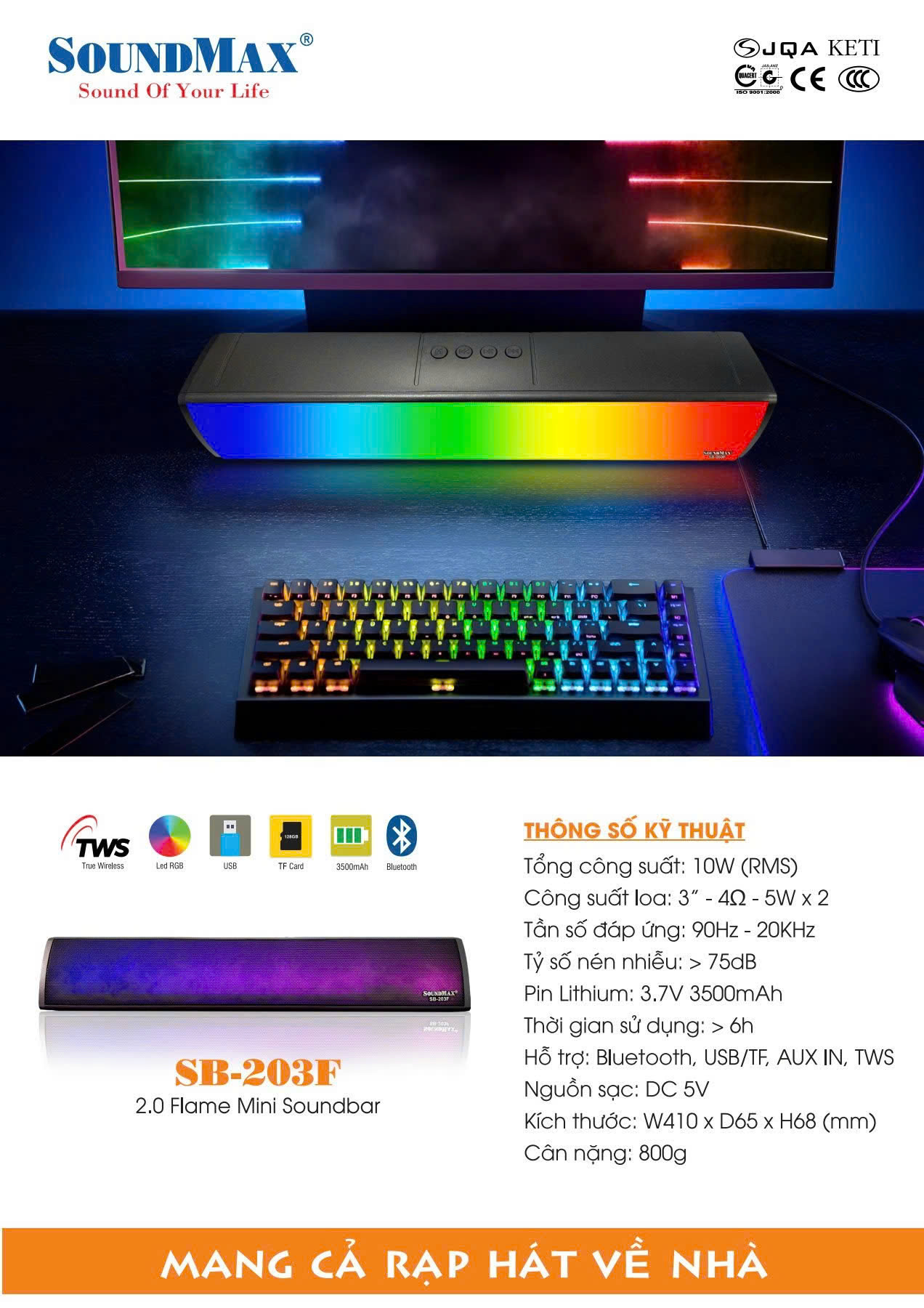 Loa bluetooth  Soundmax SB-203F - Hàng Chính Hãng