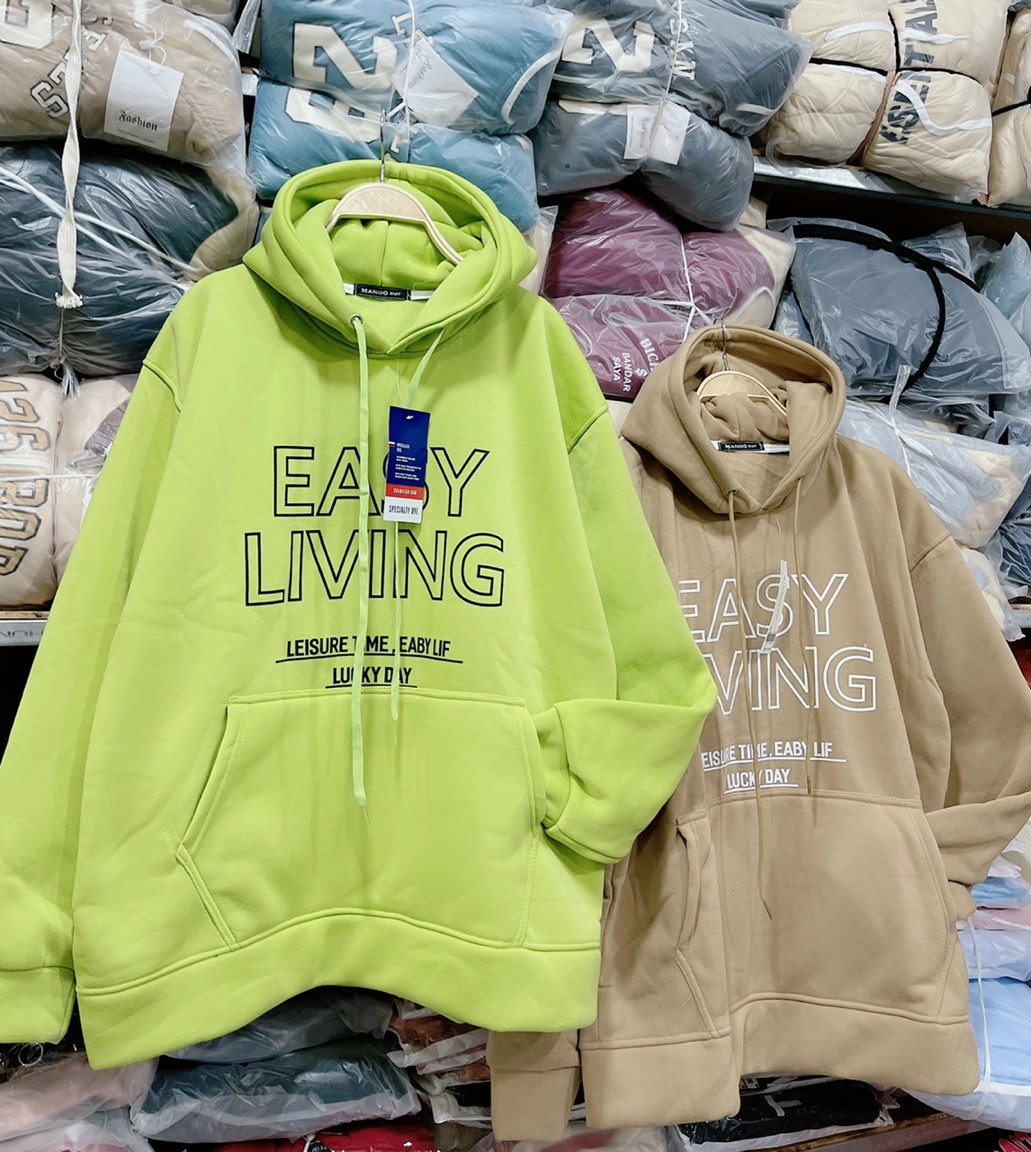 Áo hoodie nỉ ngoại logo easy living form to rộng dưới 90kg, Áo Hoodie EASY LIVING Với 5 Tone Màu Trendy, Áo Hoodie nỉ bông Easy Living unisex nam nữ nhiều màu (Ảnh thật/Có sẵn), Áo hoodie EASY LIVING mũ 2 lớp