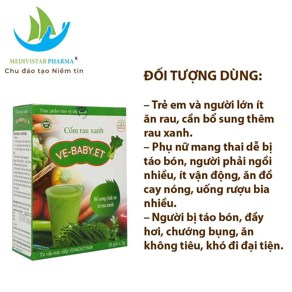 Combo 4 Hộp Cốm Rau Xanh VEBABY.ET Giúp Bổ Sung Chất Xơ, Tăng Cường Tiêu Hóa, Giảm Táo Bón Cho Bé 20 Gói/Hộp