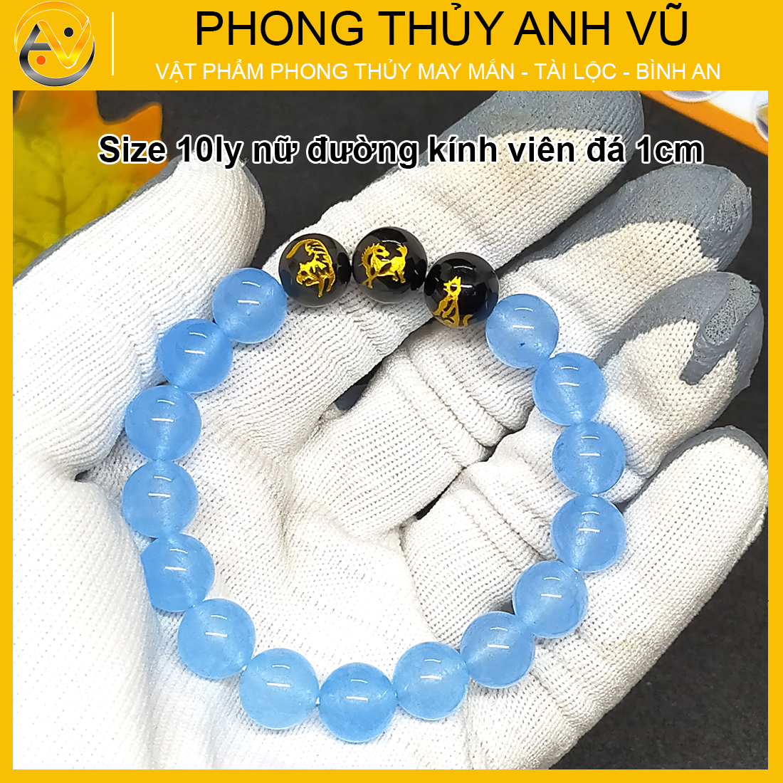 Vòng tay con giáp tam hợp dần ngọ tuất đã khai quang - chất liệu mã não xanh - size 8 10ly - may mắn tài lộc - Vòng Tam Hợp Anh Vũ