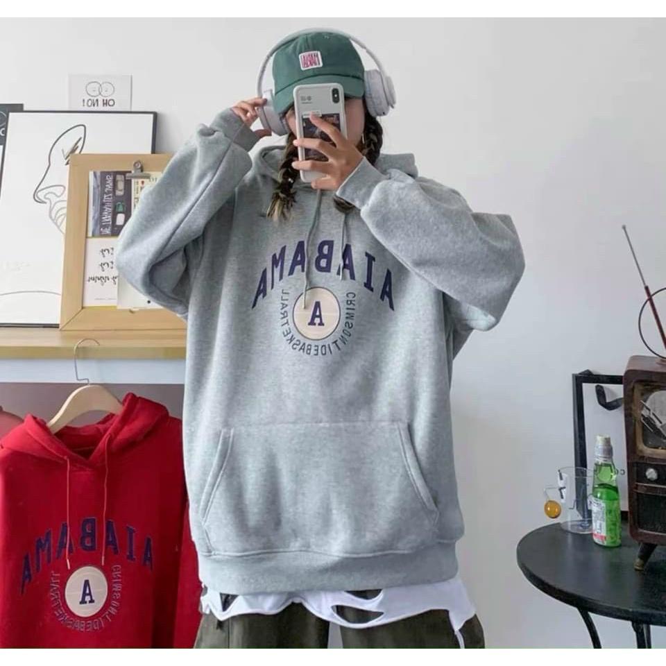 Áo hoodie nữ in chữ ALAPAMA thiết kế áo form rộng chất vải nỉ ngoại dày dặn phối nón rộng cá tính, phong cách hiện đại