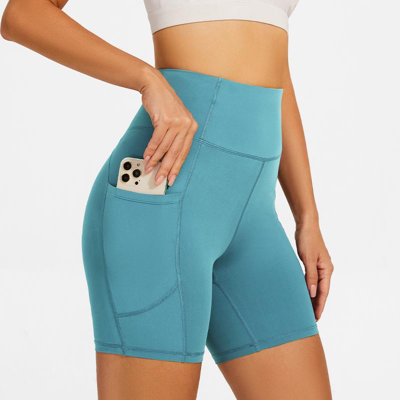 SEVENPALMS Spandex Chắc Chắn Quần Short Liền Mạch Có Túi Nữ Mềm Mại Tập Luyện Quần Tập Thể Dục Trang Phục Tập Yoga Quần Mặc Tập Gym Color: black Size: XL