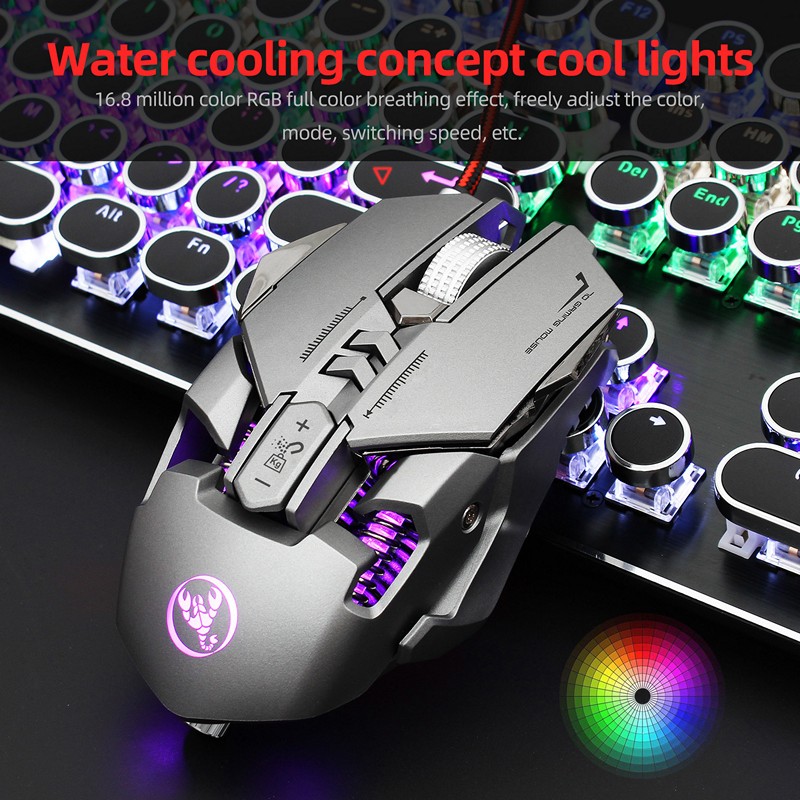 Chuột cơ gaming led RGB 6400DPI - J800 mechanical Gaming mouse